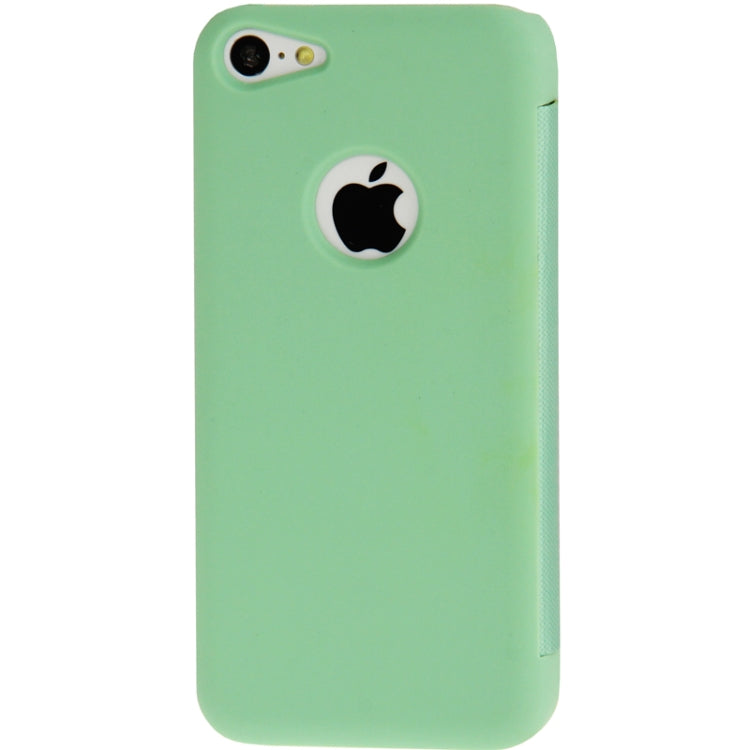 Small Plaid Texture Horizontal Flip Leather Cover Plastic Case with Call Display ID for iPhone 5C