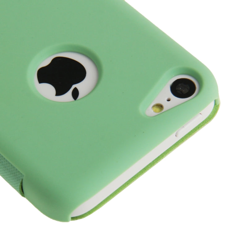 Small Plaid Texture Horizontal Flip Leather Cover Plastic Case with Call Display ID for iPhone 5C
