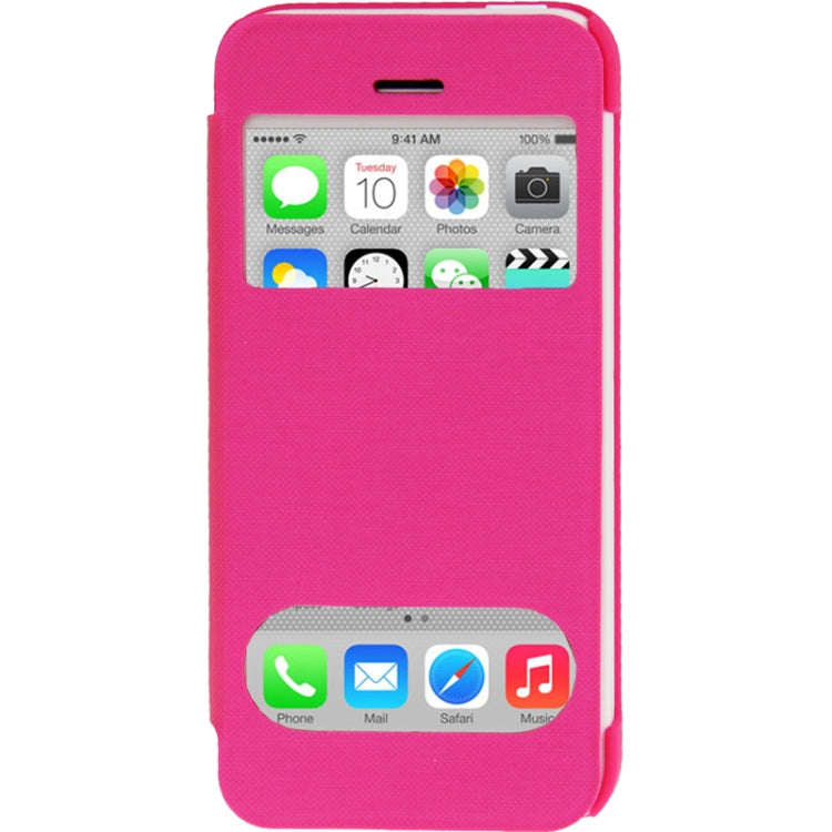 Small Plaid Texture Horizontal Flip Leather Cover Plastic Case with Call Display ID for iPhone 5C