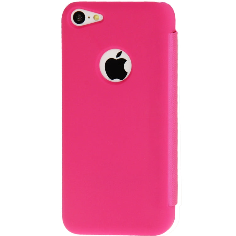 Small Plaid Texture Horizontal Flip Leather Cover Plastic Case with Call Display ID for iPhone 5C