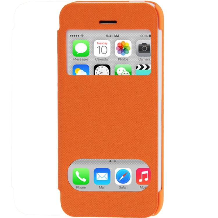 Small Plaid Texture Horizontal Flip Leather Cover Plastic Case with Call Display ID for iPhone 5C