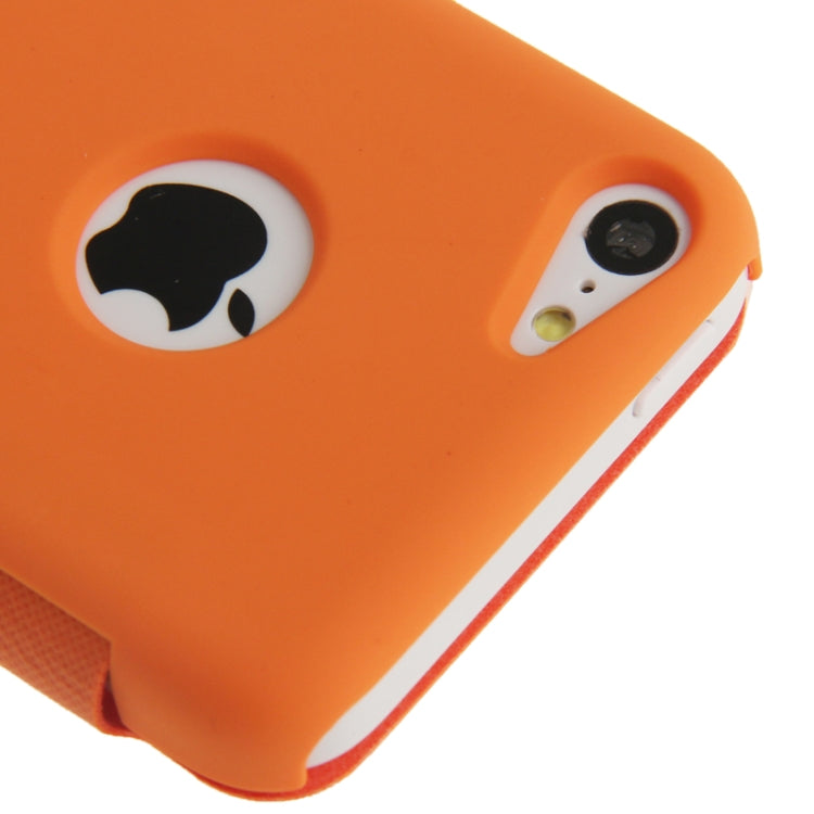 Small Plaid Texture Horizontal Flip Leather Cover Plastic Case with Call Display ID for iPhone 5C