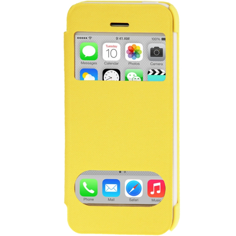 Small Plaid Texture Horizontal Flip Leather Cover Plastic Case with Call Display ID for iPhone 5C