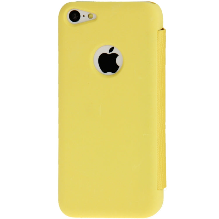 Small Plaid Texture Horizontal Flip Leather Cover Plastic Case with Call Display ID for iPhone 5C