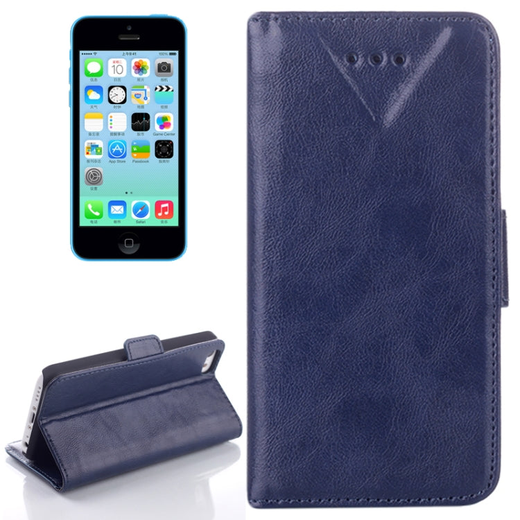 Oil Leather Case with Card Slot & Holder for iPhone 5C