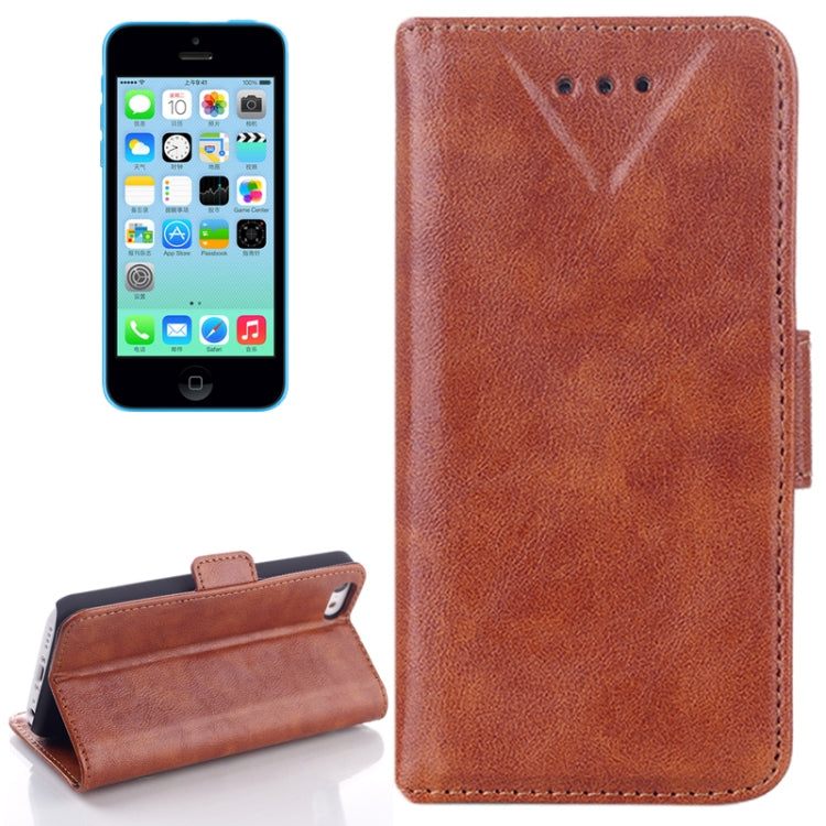Oil Leather Case with Card Slot & Holder for iPhone 5C