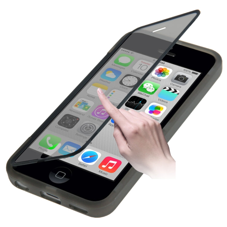 Touch Screen Cover Pebble Pattern Horizontal Flip TPU Case for iPhone 5C