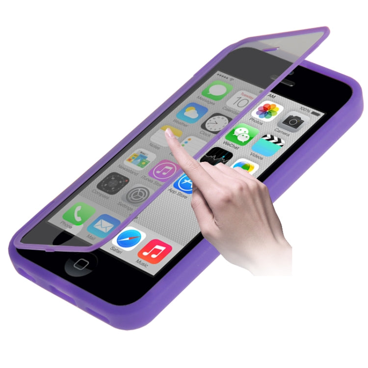 Touch Screen Cover Pebble Pattern Horizontal Flip TPU Case for iPhone 5C
