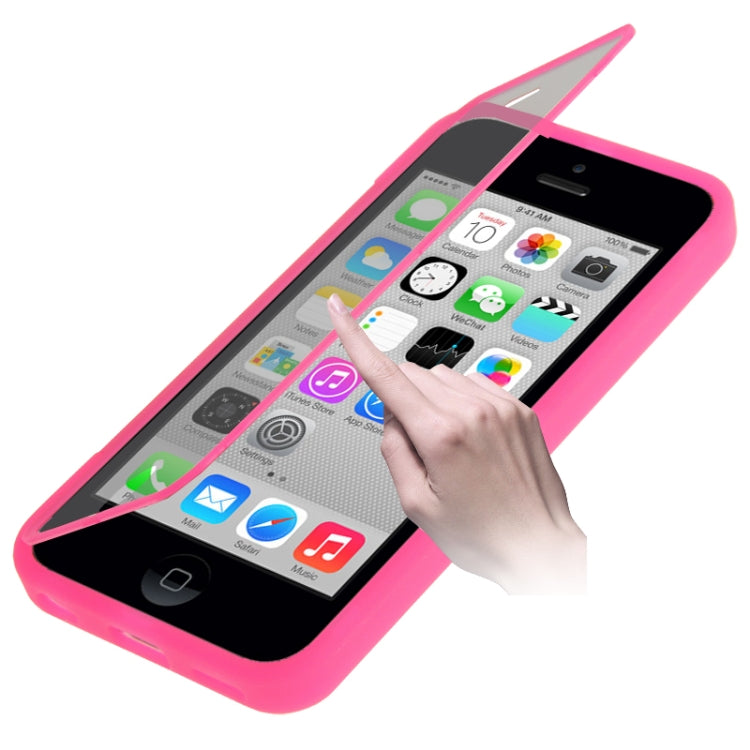 Touch Screen Cover Pebble Pattern Horizontal Flip TPU Case for iPhone 5C