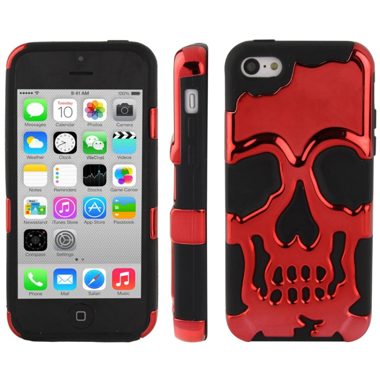Skull Pattern Silicon + Plastic Case for iPhone 5C
