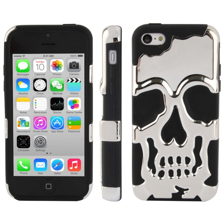 Skull Pattern Silicon + Plastic Case for iPhone 5C