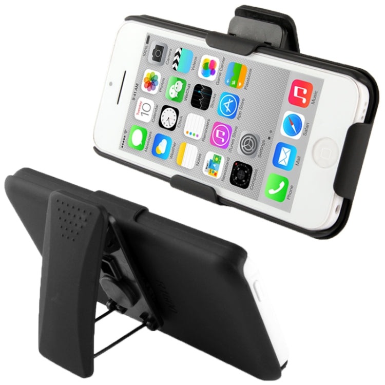 Belt Clip with 360 Degrees Rotates Holster Stripes Frosted Plastic Case + Stand for iPhone 5C(Black)