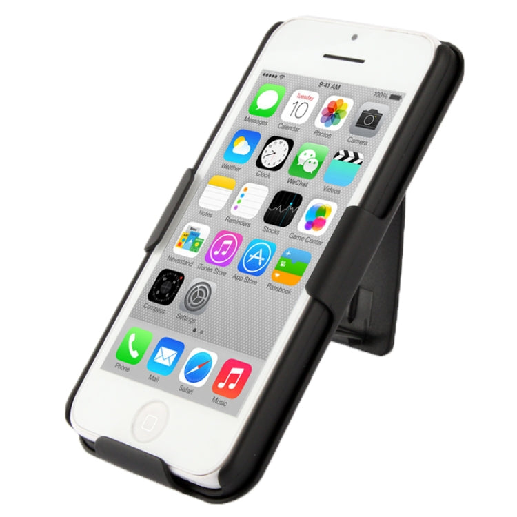 Belt Clip with 360 Degrees Rotates Holster Stripes Frosted Plastic Case + Stand for iPhone 5C(Black)