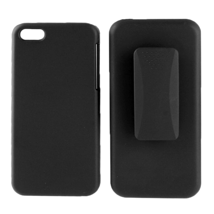 Belt Clip with 360 Degrees Rotates Holster Stripes Frosted Plastic Case + Stand for iPhone 5C(Black)