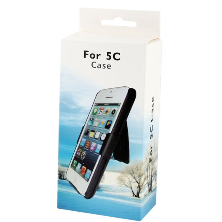 Belt Clip with 360 Degrees Rotates Holster Stripes Frosted Plastic Case + Stand for iPhone 5C(Black)