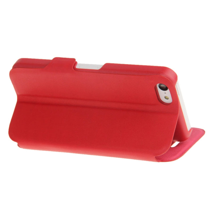 Horizontal Flip Leather Case with Credit Card Slot & Holder for iPhone 5C(Red)