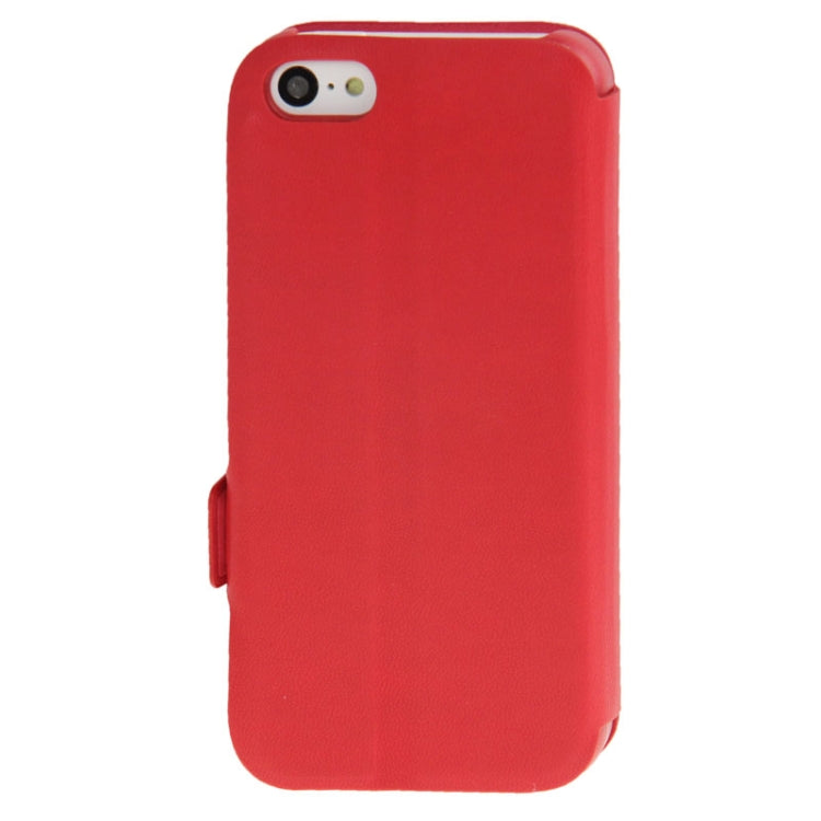 Horizontal Flip Leather Case with Credit Card Slot & Holder for iPhone 5C(Red)