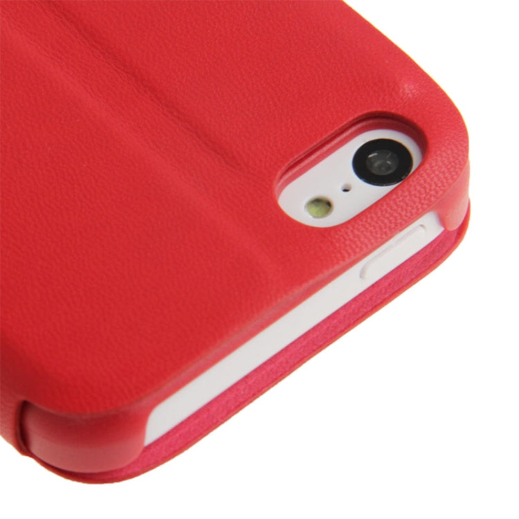 Horizontal Flip Leather Case with Credit Card Slot & Holder for iPhone 5C(Red)