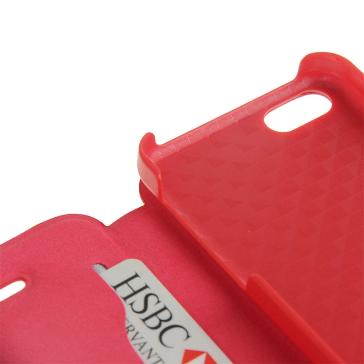 Horizontal Flip Leather Case with Credit Card Slot & Holder for iPhone 5C(Red)
