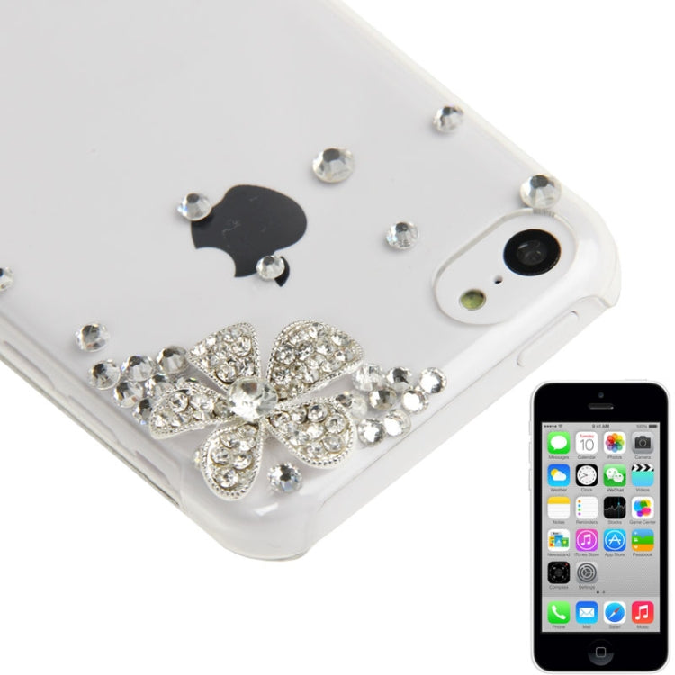 DIY Style 3D Flower Pattern Diamond Encrusted Crystal Case for iPhone 5C