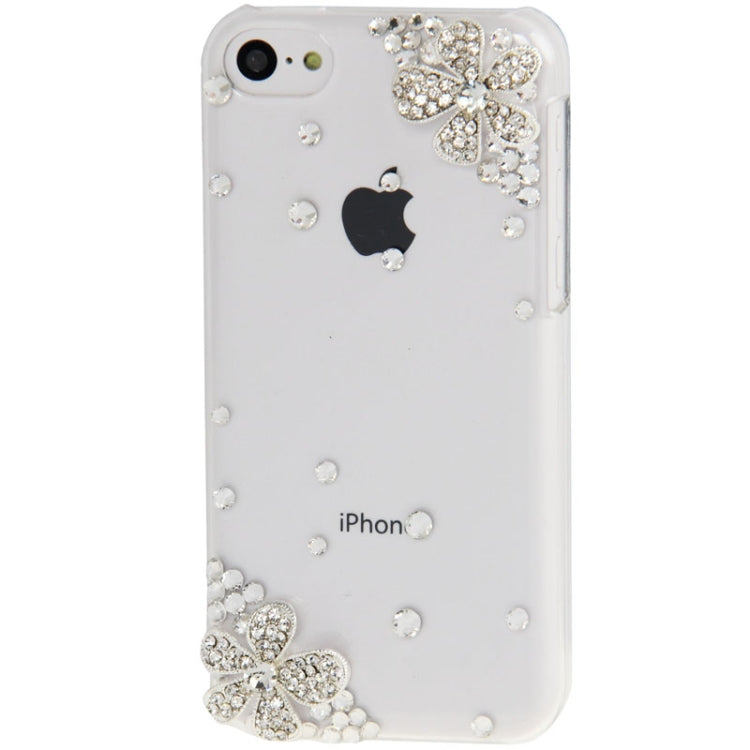 DIY Style 3D Flower Pattern Diamond Encrusted Crystal Case for iPhone 5C