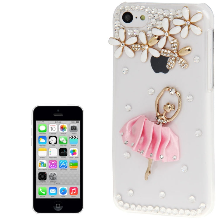 DIY Style 3D Dancing Ballet Girl Pattern Diamond Encrusted Crystal Case for iPhone 5C