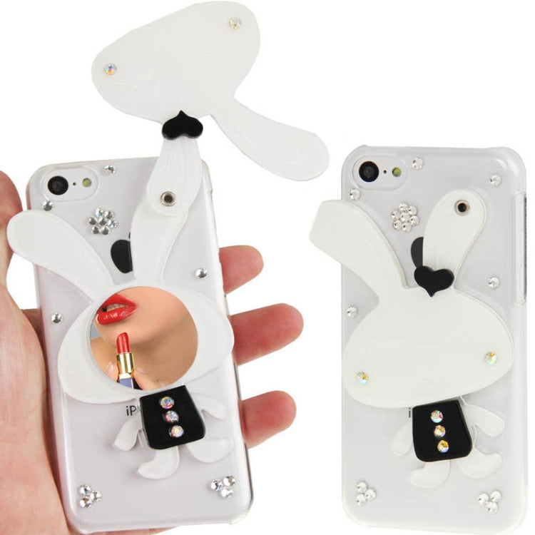 DIY Style 3D Rabbit Pattern Diamond Encrusted Crystal Case with Mirror for iPhone 5C