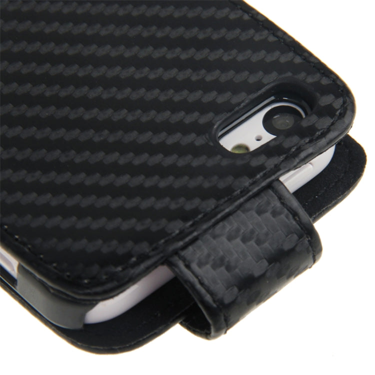 Carbon Fiber Texture Vertical Flip Leather Case for iPhone 5C(Black)