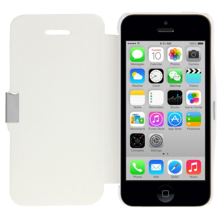 Brushed Texture Horizontal Flip Leather Case for iPhone 5C(White)