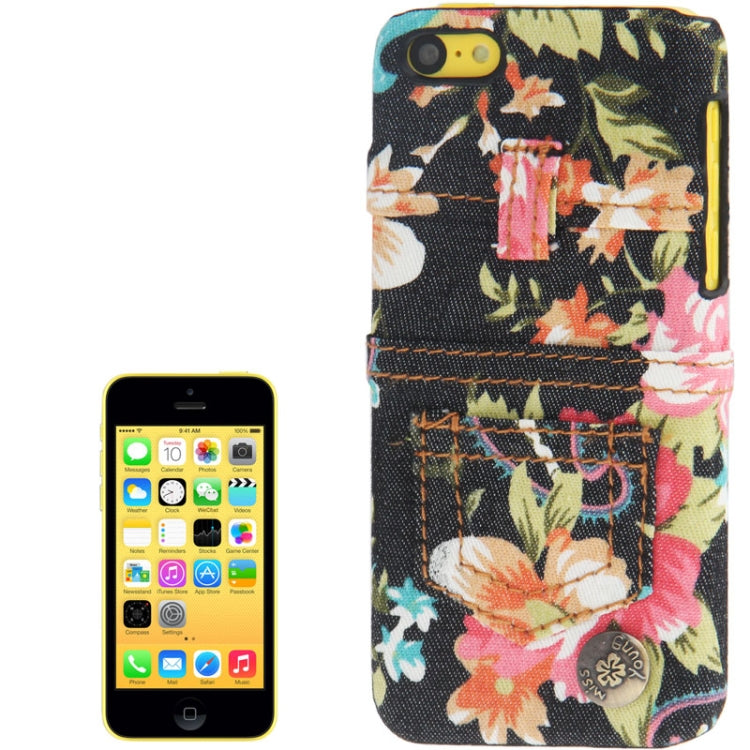 Peony Pattern Denim  Skinning Plating Plastic Case for iPhone 5C(Black)