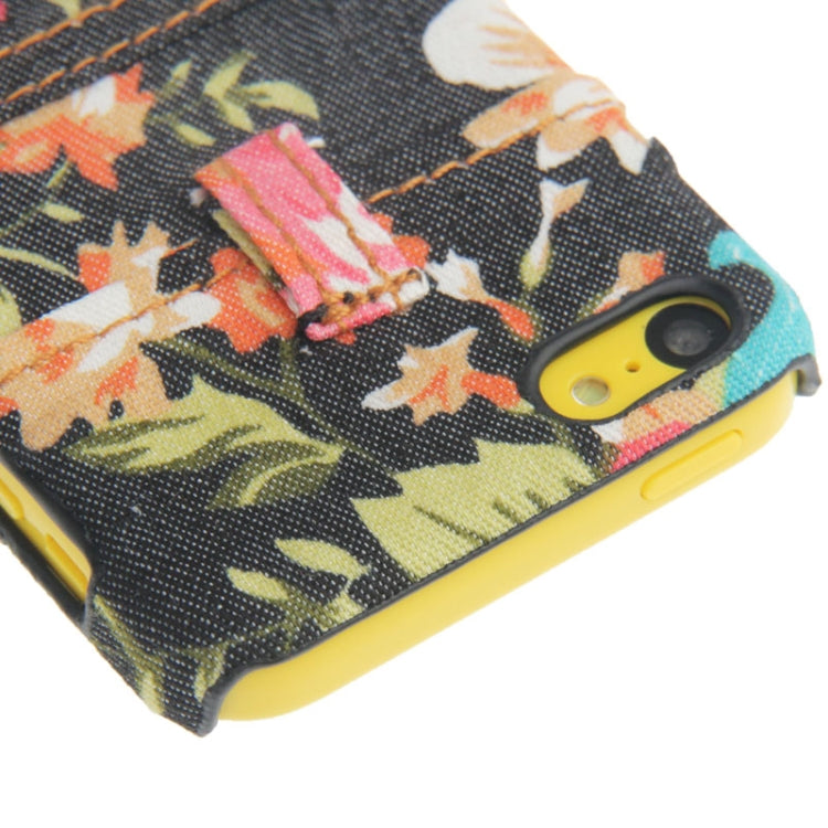 Peony Pattern Denim  Skinning Plating Plastic Case for iPhone 5C(Black)