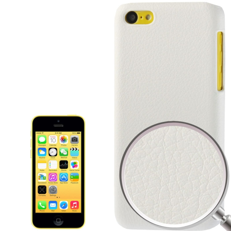 Litchi Texture Skinning Plating Plastic Case for iPhone 5C(White)