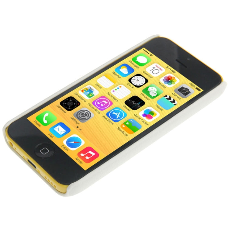 Litchi Texture Skinning Plating Plastic Case for iPhone 5C(White)
