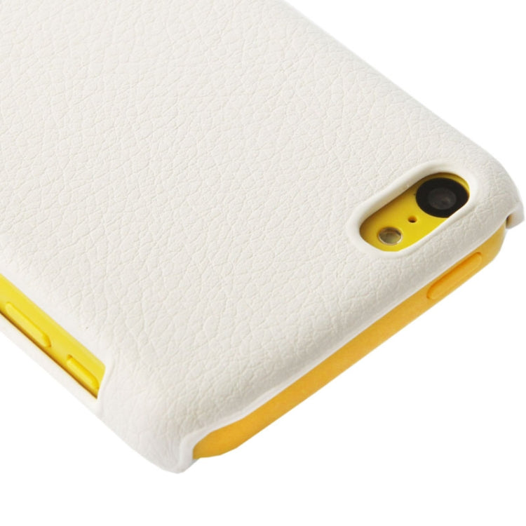 Litchi Texture Skinning Plating Plastic Case for iPhone 5C(White)