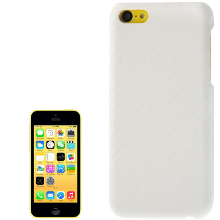 Carbon Fiber Texture Skinning Plating Plastic Case for iPhone 5C(White)