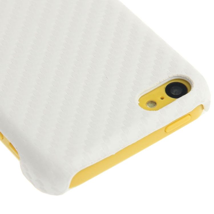 Carbon Fiber Texture Skinning Plating Plastic Case for iPhone 5C(White)