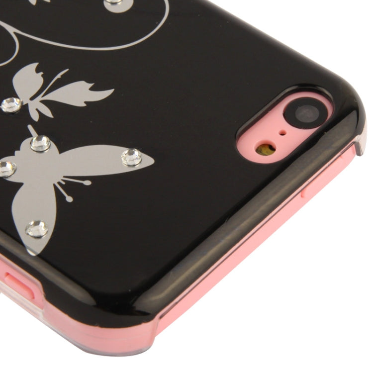 Butterfly Pattern Diamond Encrusted Plastic Case for iPhone 5C