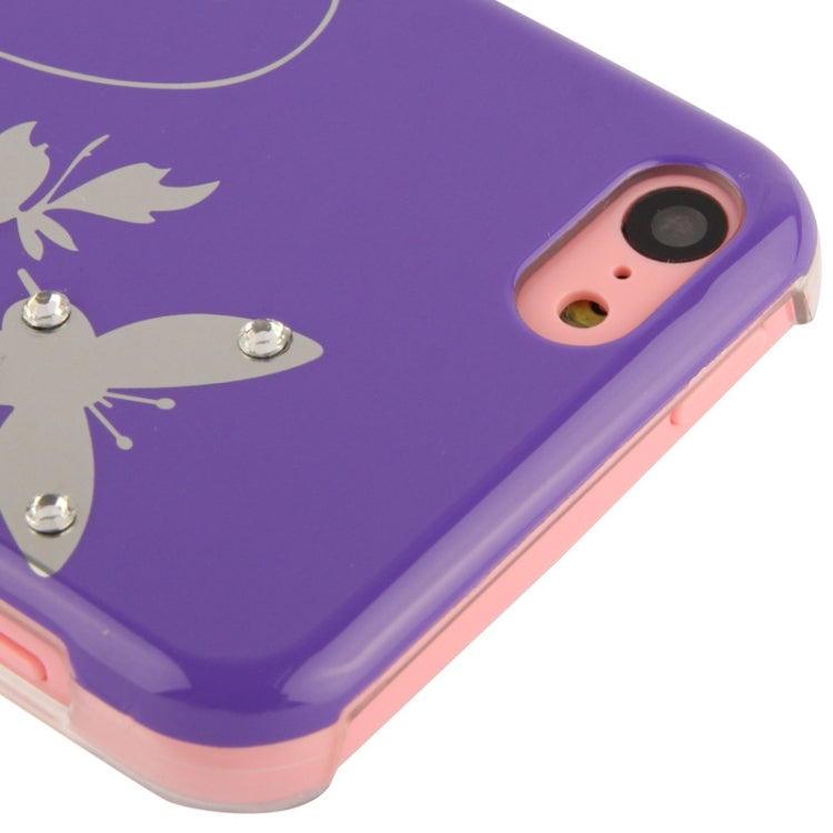 Butterfly Pattern Diamond Encrusted Plastic Case for iPhone 5C