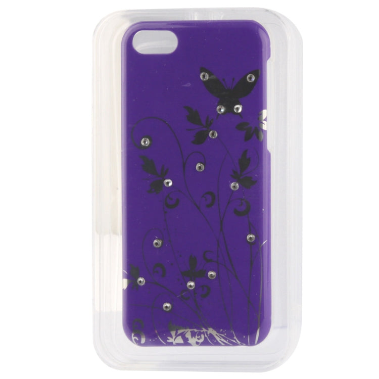 Butterfly Pattern Diamond Encrusted Plastic Case for iPhone 5C
