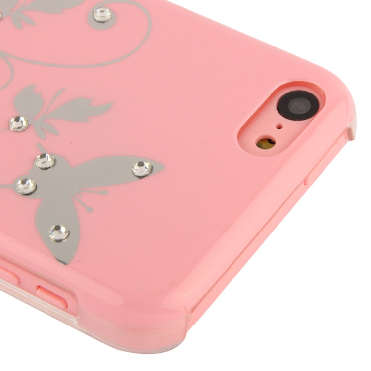 Butterfly Pattern Diamond Encrusted Plastic Case for iPhone 5C