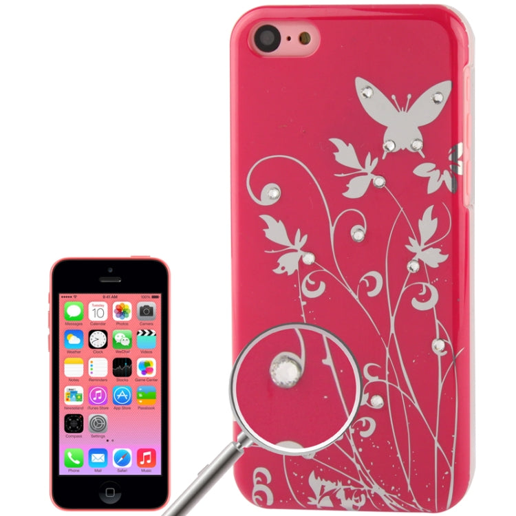 Butterfly Pattern Diamond Encrusted Plastic Case for iPhone 5C