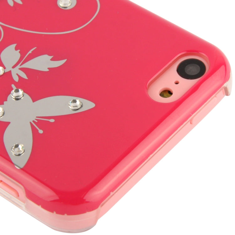 Butterfly Pattern Diamond Encrusted Plastic Case for iPhone 5C
