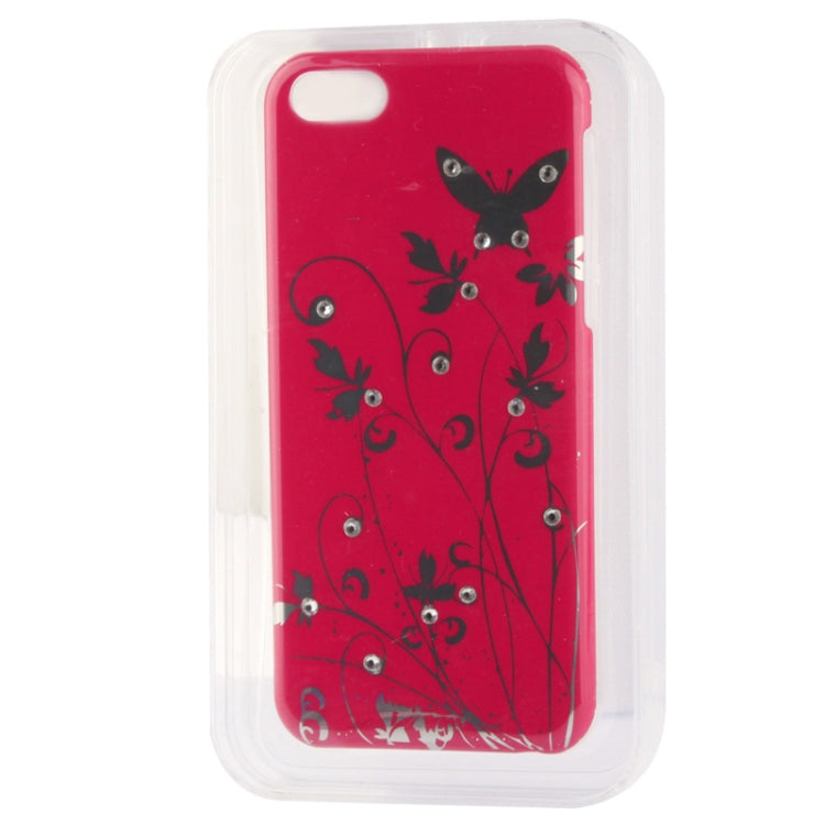 Butterfly Pattern Diamond Encrusted Plastic Case for iPhone 5C