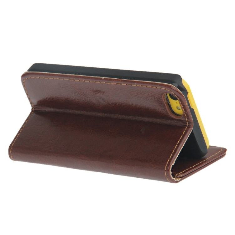 Crazy Horse Texture Leather Case with Credit Card Slot & Holder for iPhone 5C