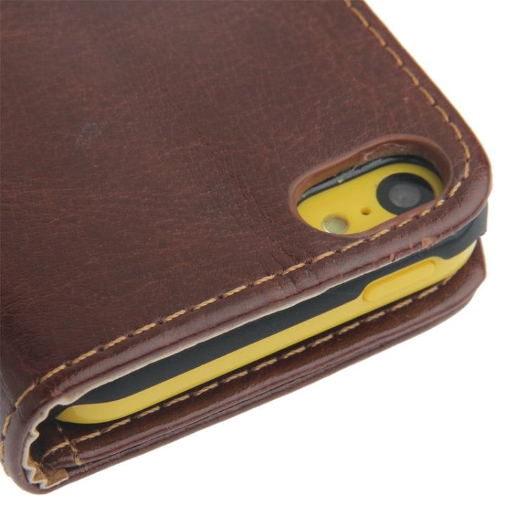 Crazy Horse Texture Leather Case with Credit Card Slot & Holder for iPhone 5C