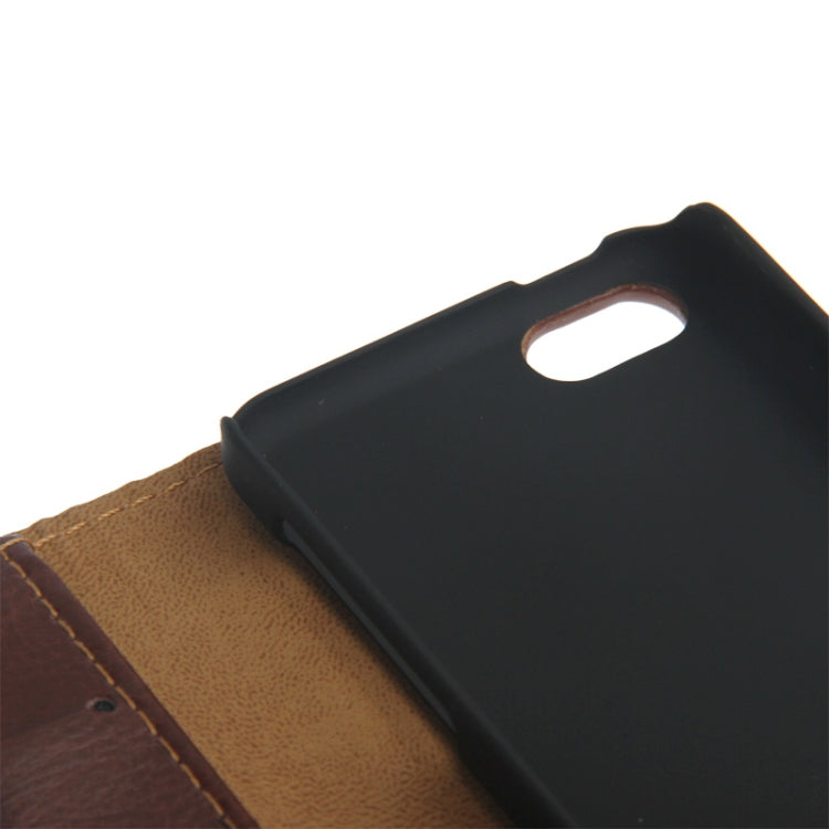 Crazy Horse Texture Leather Case with Credit Card Slot & Holder for iPhone 5C