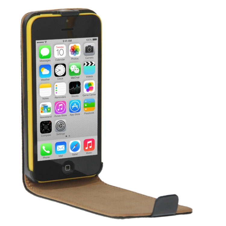 Vertical Flip Leather Case for iPhone 5C(Black)