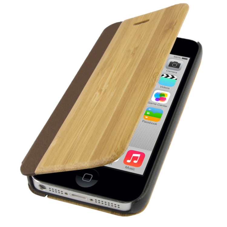 Bamboo and Magnetic Materials Horizontal Flip Leather Case for iPhone 5C