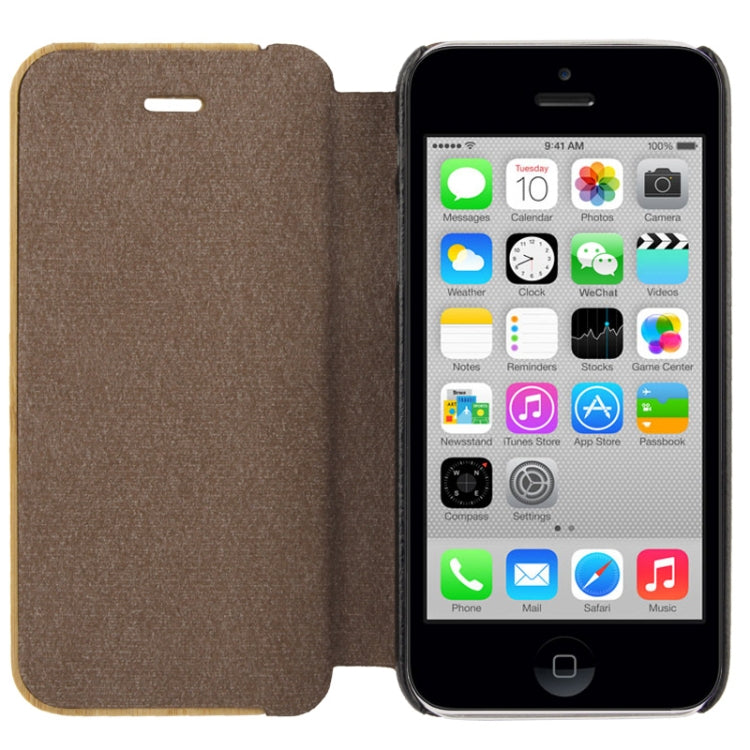 Bamboo and Magnetic Materials Horizontal Flip Leather Case for iPhone 5C