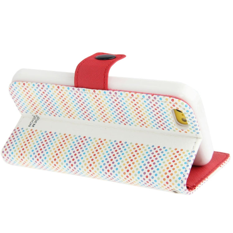 Colourful Dot Pattern Leather Case with Credit Card Slots & Holder & Lanyard for iPhone 5C